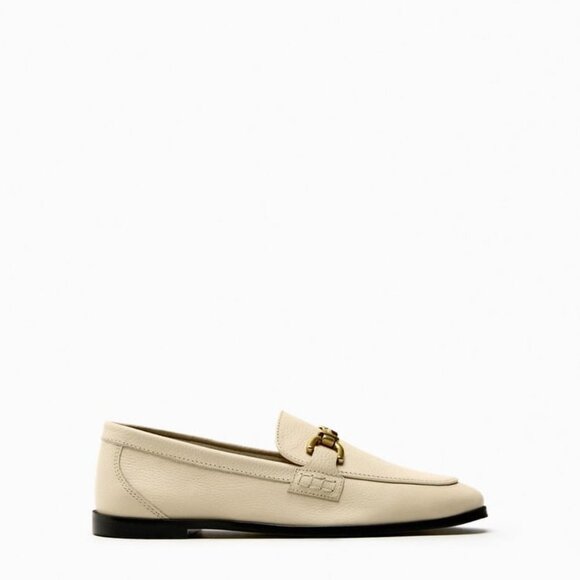 ZARA BUCKLED SOFT LEATHER LOAFERS White SIZE  | 2505/110 - Picture 3 of 9